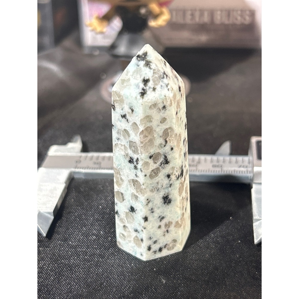 Kiwi Jasper Crystal Tower Blue Azurite Granite Obelisk Point 2.82in #40 - Picture 1 of 5